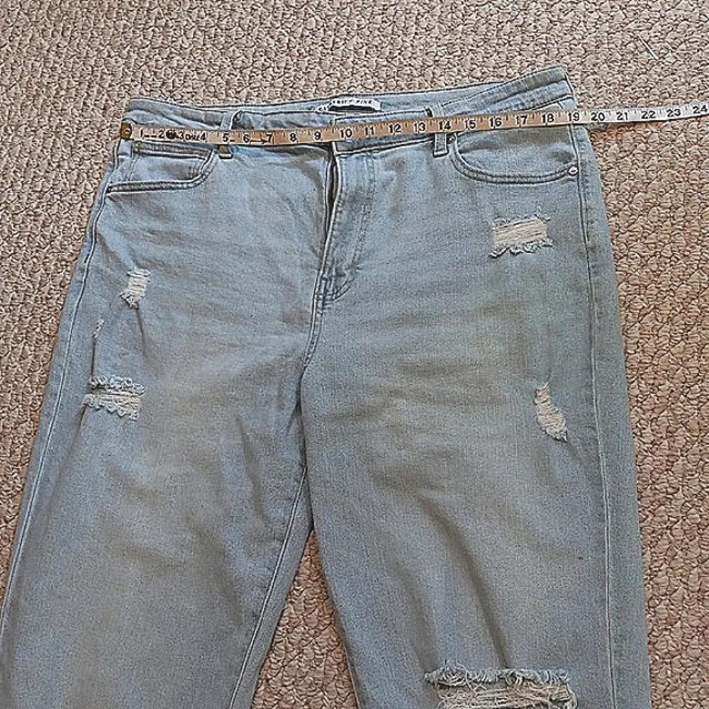 Women 19/34 Vintage Y2K Distressed Baggy Straight Leg Jeans Straight Leg Denim